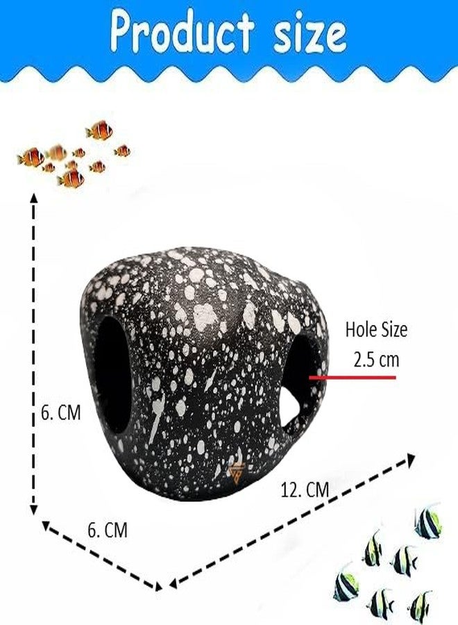 GIG BAZAAR Aquarium Stone Rock Cave, Speckled Granite Design, Hidden Space for Fish and Shrimp Shelter, Tank Decoration Ornament Accessories Pack of-2 (Black) - Image 4