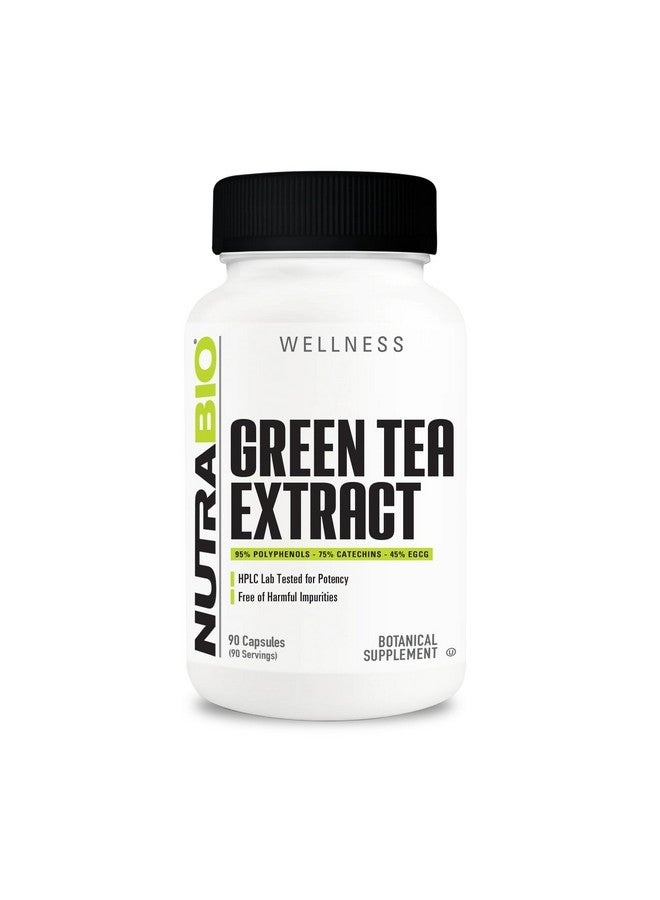 NutraBio Green Tea Extract, Adds Antioxidant Benefits and Helps Overall Health and Well-Being, 500mg - 90 Capsules - Image 1