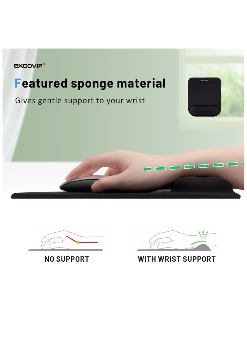 excovip - Gel Mouse Pad Wrist Rest Memory-Foam Ergonomic Mousepad,Soft And Comfortable Mouse Pads For Gaming, Computer, Laptop, MacBook, Home & Office,Black 9391 - Image 1