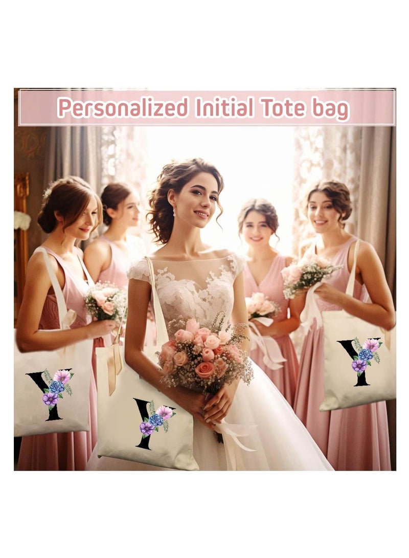 PRINTSHOP4ME Initial Monogrammed Canvas Tote Bag And Matching Makeup Bag Set-Thoughtful Gifts For Women,Teachers,College Students,Bridesmaids,Reusable Grocery Bags,Wedding,Holiday And Travel  - Image 5