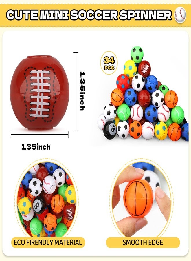 Anzmtosn 36 PCS Mini Fidget Spinner Balls Sports Party Favors for Kids 4-12 Sensory Soccer Toys Goodie Bag Stuffers Treasure Box Toys for Classroom Carnival Bulk Prizes Pinata Treat Return Gifts Stocking Stuff - Image 2