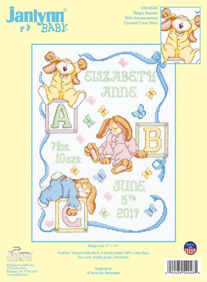 Janlynn Sleepy Bunnies Sampler Counted Cross Stitch Kit - Image 2