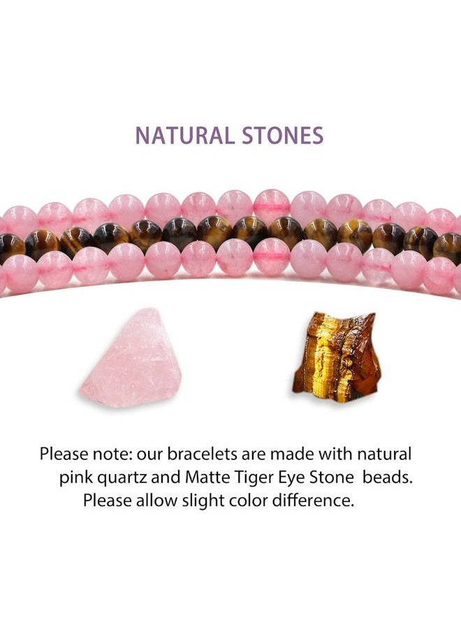 Uloveido - Natural Pink Crystal Stone Healing Mood Bracelet handmade for women, Birthday Gift to My Mom from Daughter with Message Card, Color Changing Heart Charm Rope Bracelet Y3700 - Image 1