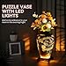 YunSheCSBS 3D Puzzles Vase for Adults Crafts for Adults 120 Pieces Plastic DIY Unique Flower Vase with LED Light House Warming Gift Birthday Gifts for Flower Arrangements and Home Decor Blue - Image 4