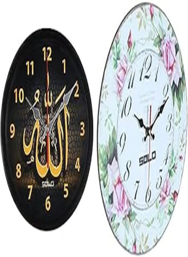 Solo Bundle of SOLO Wall Clock Black +Solo B268 Wooden Round Analog Wall Clock - 40 cm