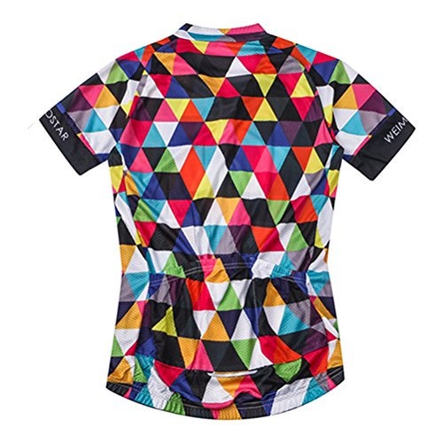 Weimostar Men's Cycling Jersey Short Sleeve Bike Clothing Multicolored Diamond Size L - Image 4