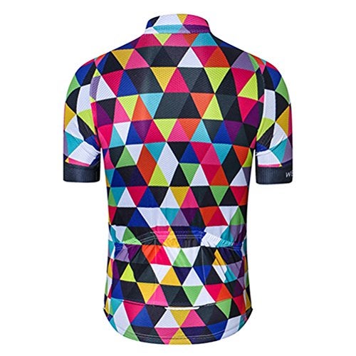 Weimostar Men's Cycling Jersey Short Sleeve Bike Clothing Multicolored Diamond Size L - Image 2