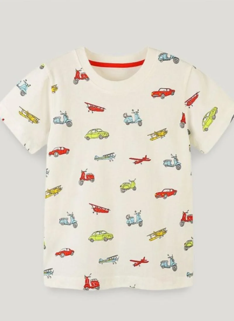 يونيكي White Conversational Printed Round Neck Cotton T-shirt