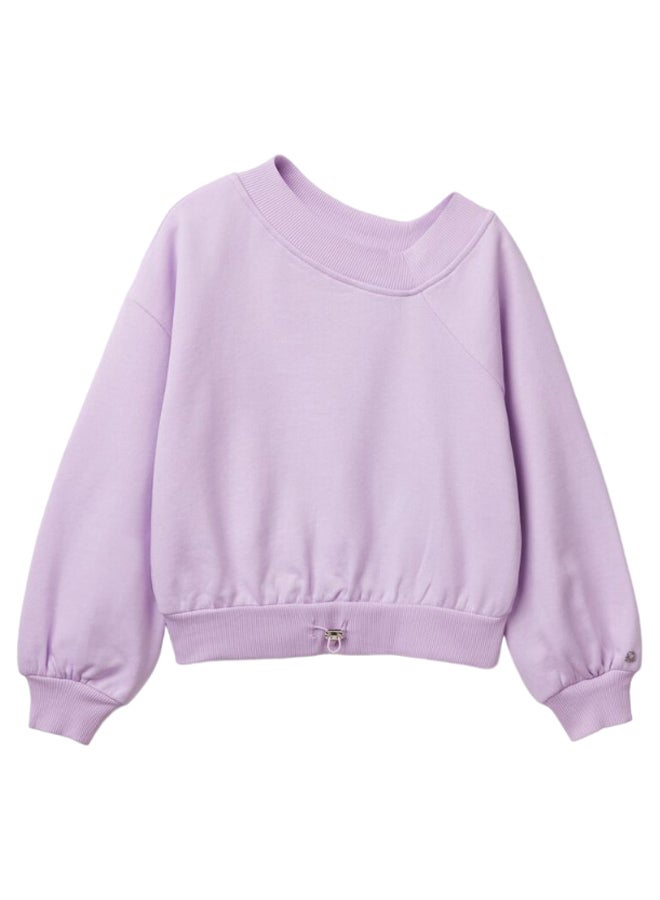 Girls Uneven Neck Sweater