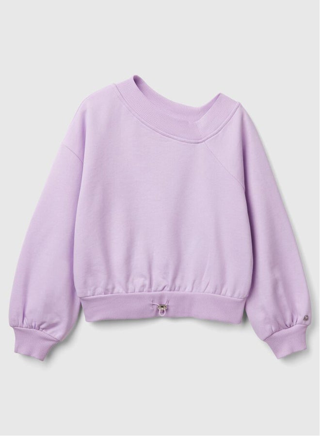 Girls Uneven Neck Sweater