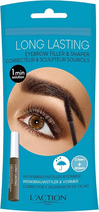 L'Action Paris LAction Paris LongLasting Eyebrow Filler and Shaper Eyebrow Mascara Fills Brows with Natural Colour Sculpts Brows to Desired Shape Waterproof Formula BlackBrown 85g - Image 1