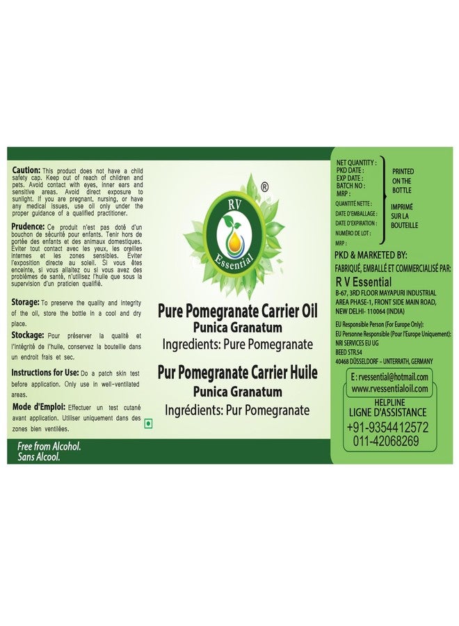 R V Essential Pure Pomegranate Oil | Punica Granatum | for Face, Skin Care, Hair Care, Scalp Massage, Body, Nails, Moisturizing | Cold Pressed | Carrier Oil | 15ml | 0.507oz - Image 5