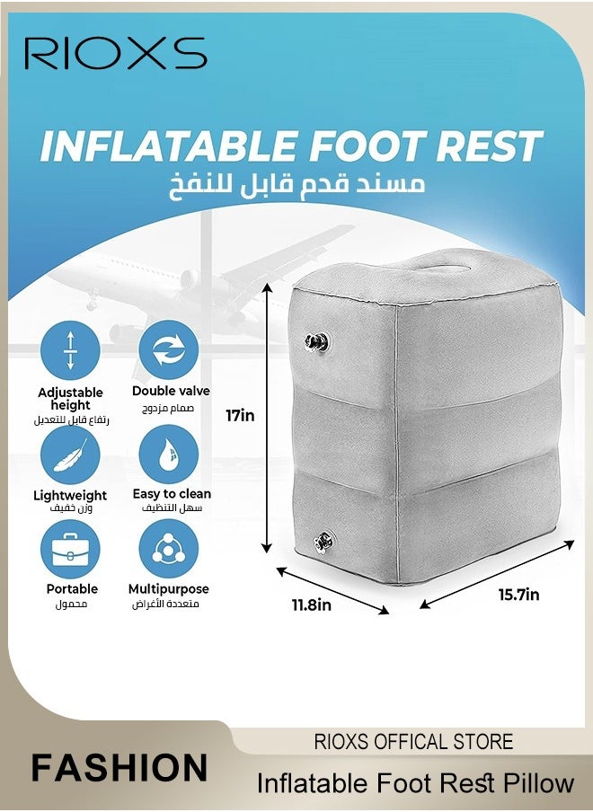 RIOXS - Inflatable Travel Foot Rest Pillow, Kids/Adults Airplane Bed Adjustable Height Leg Pillow, Adjustable Height Cushions For Kids to Sleep While Traveling, Foot Rest Pillow For Office Home and Any Travel - Image 1