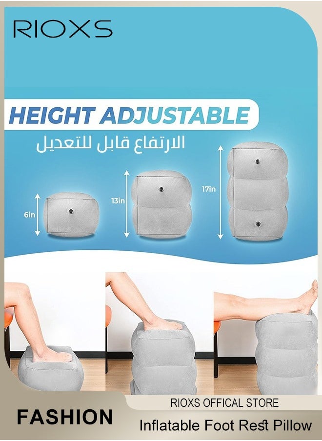 RIOXS - Inflatable Travel Foot Rest Pillow, Kids/Adults Airplane Bed Adjustable Height Leg Pillow, Adjustable Height Cushions For Kids to Sleep While Traveling, Foot Rest Pillow For Office Home and Any Travel - Image 1