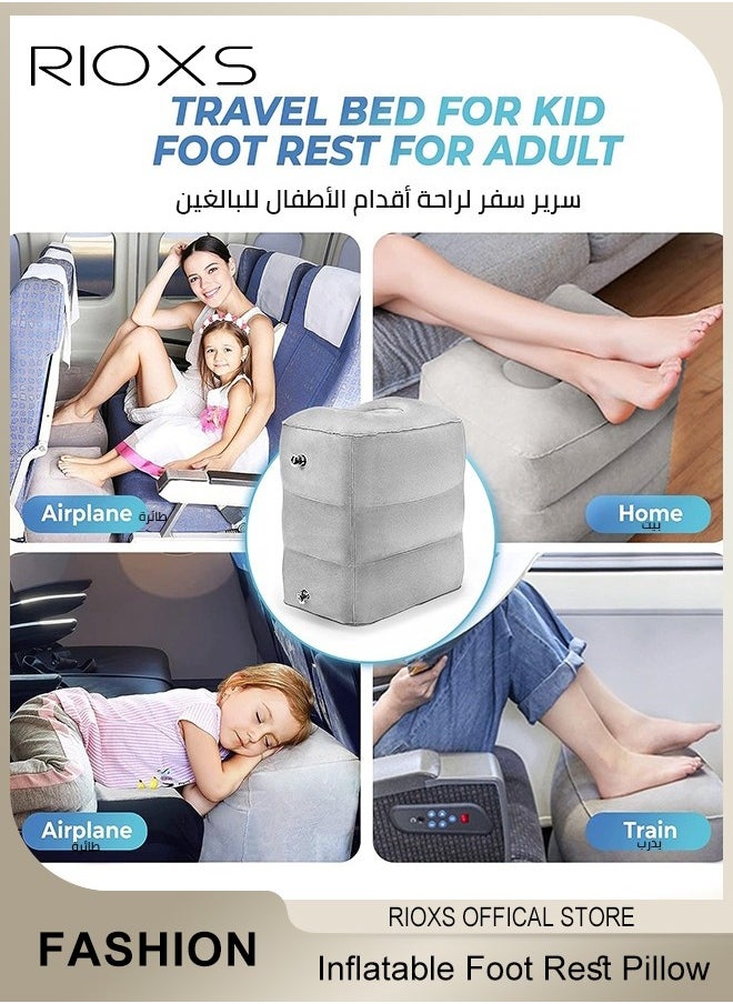 RIOXS - Inflatable Travel Foot Rest Pillow, Kids/Adults Airplane Bed Adjustable Height Leg Pillow, Adjustable Height Cushions For Kids to Sleep While Traveling, Foot Rest Pillow For Office Home and Any Travel - Image 1