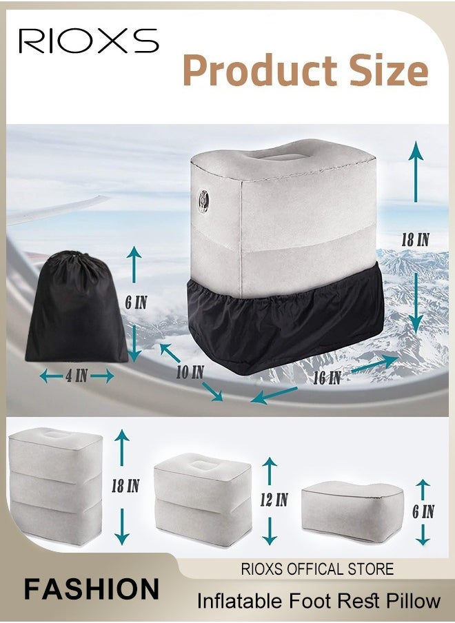 RIOXS - Inflatable Travel Foot Rest Pillow, Kids/Adults Airplane Bed Adjustable Height Leg Pillow, Adjustable Height Cushions For Kids to Sleep While Traveling, Foot Rest Pillow For Office Home and Any Travel - Image 1
