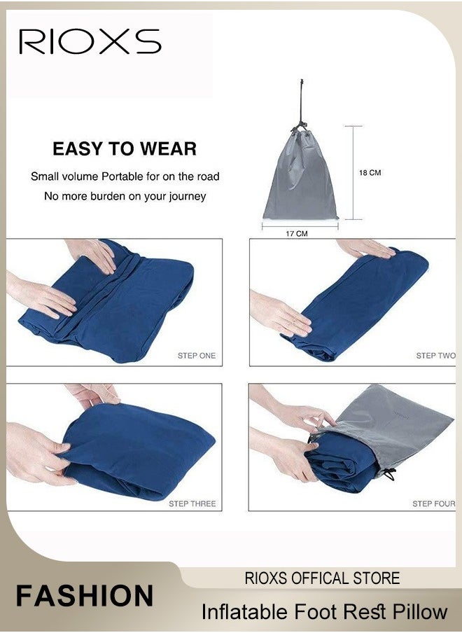 RIOXS - Inflatable Travel Foot Rest Pillow, Kids/Adults Airplane Bed Adjustable Height Leg Pillow, Adjustable Height Cushions For Kids to Sleep While Traveling, Foot Rest Pillow For Office Home and Any Travel - Image 1