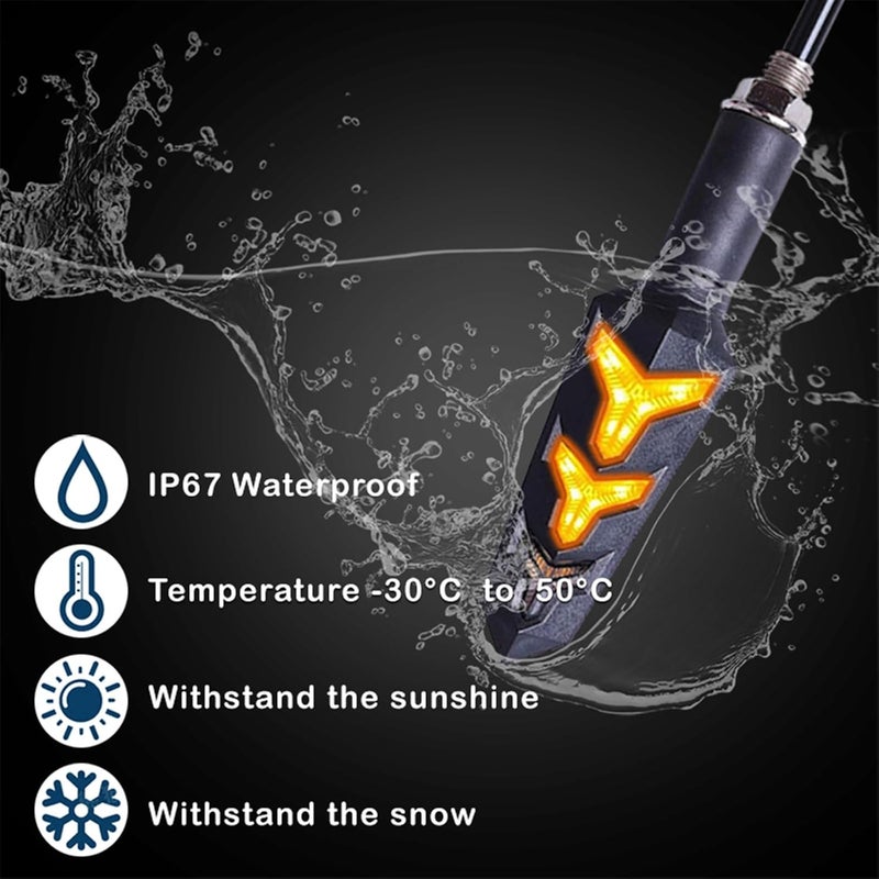 Yurefax Waterproof Motorcycle Turn Signal Lights (4pcs Yellow) - Image 4