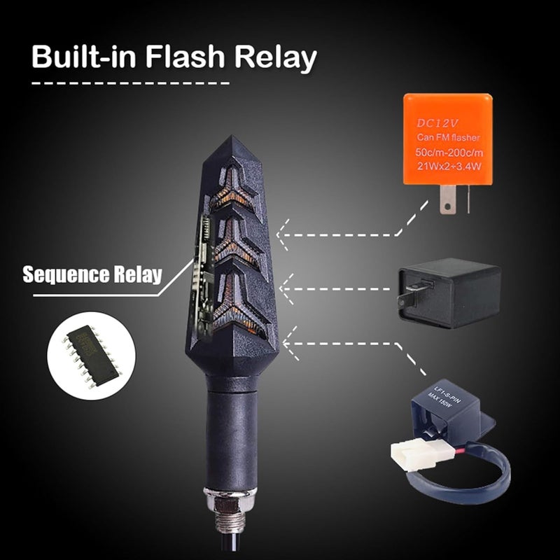 Yurefax Waterproof Motorcycle Turn Signal Lights (4pcs Yellow) - Image 2