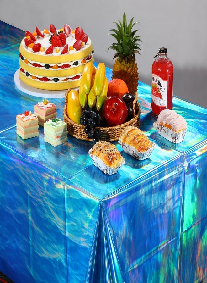 Hallswl 2 Pcs Iridescent Ocean Waves Tablecloths Disposable Plastic Ocean Blue Table Cloth Rectangle Table Covers for Under the Sea Beach Surf Ocean Pool Party Birthday Party Decorations, 54 x 108 Inch - Image 5