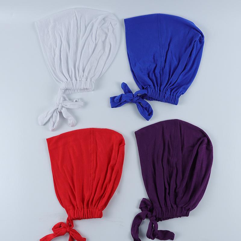 Factory Modal Cotton Elastic Elastic Lace-Up Ethnic Headscarf Base Cap Solid Color Adjustable Small Cap Tube Cap - Image 5