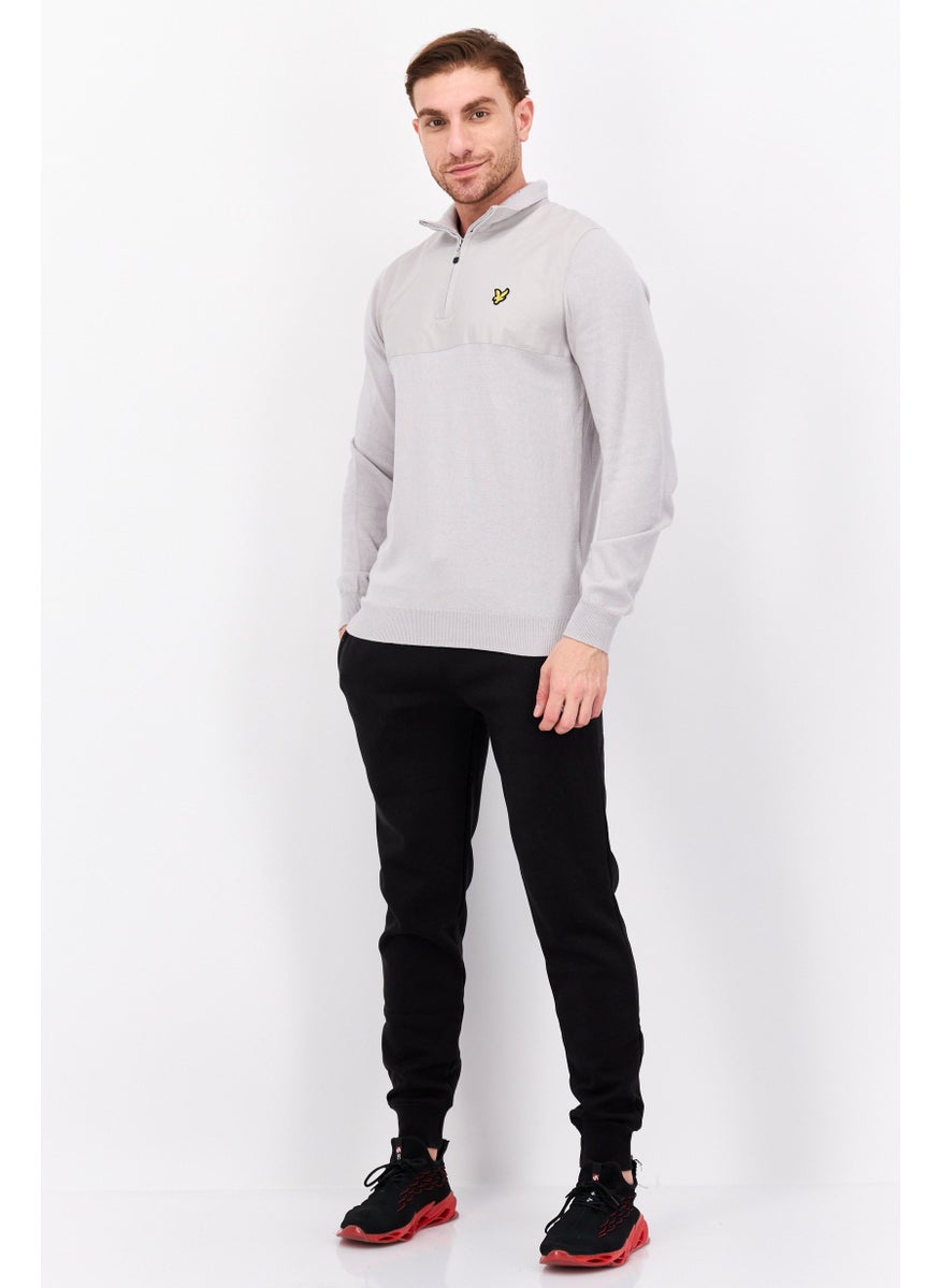 Men Mock Neck Embroidered Long Sleeve Sweatshirt, Light Grey - pzsku/Z6274D4E67922E81E61EDZ/45/_/1737642028/bfe162eb-86ab-4d02-afb7-cf3e6489c453