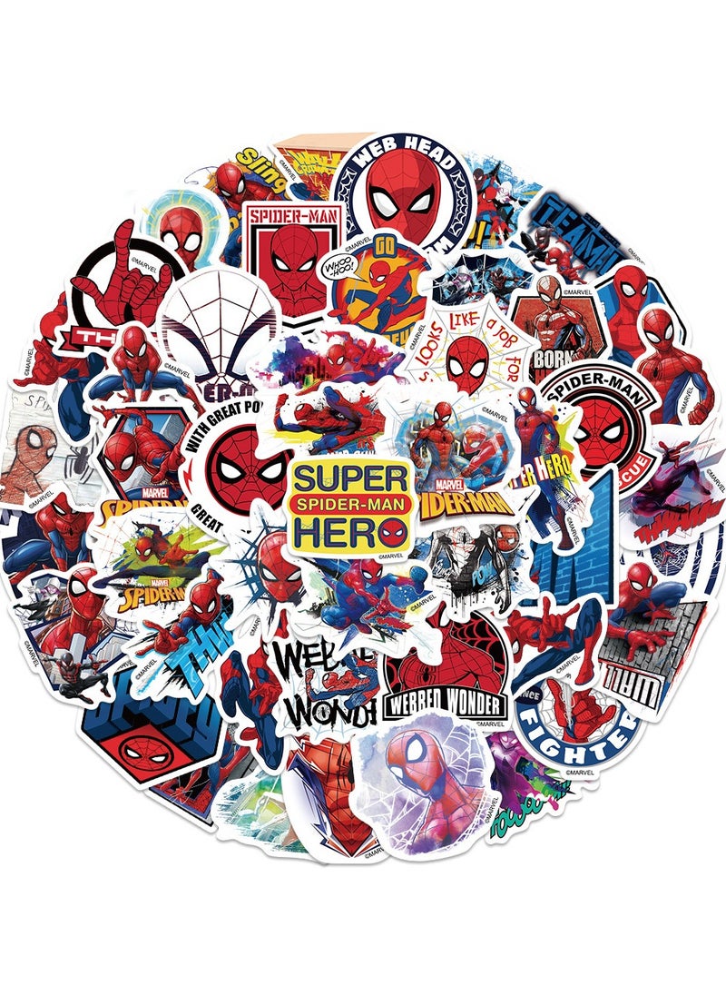 Spider-Man 50Pcs Spiderman Cartoon Stickers，Spiderman DIY Waterproof and High Temperature Resistant Stickers，MARVEL Super Hero Sticker  - Image 1