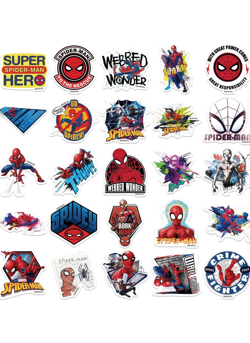 Spider-Man 50Pcs Spiderman Cartoon Stickers，Spiderman DIY Waterproof and High Temperature Resistant Stickers，MARVEL Super Hero Sticker  - Image 5