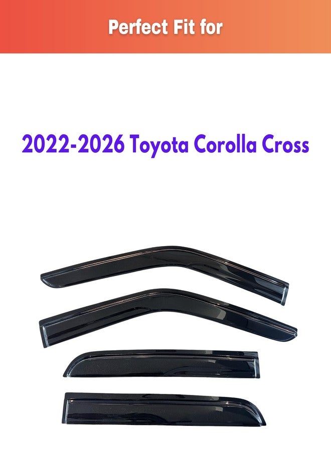 KPY Window Visor Compatible with Toyota Corolla Cross 2022 2023 2024, 4PC Rain Guard Side Window Vent Deflectors Tape-On Mugen Style, 2022 2023 2024 - Image 2