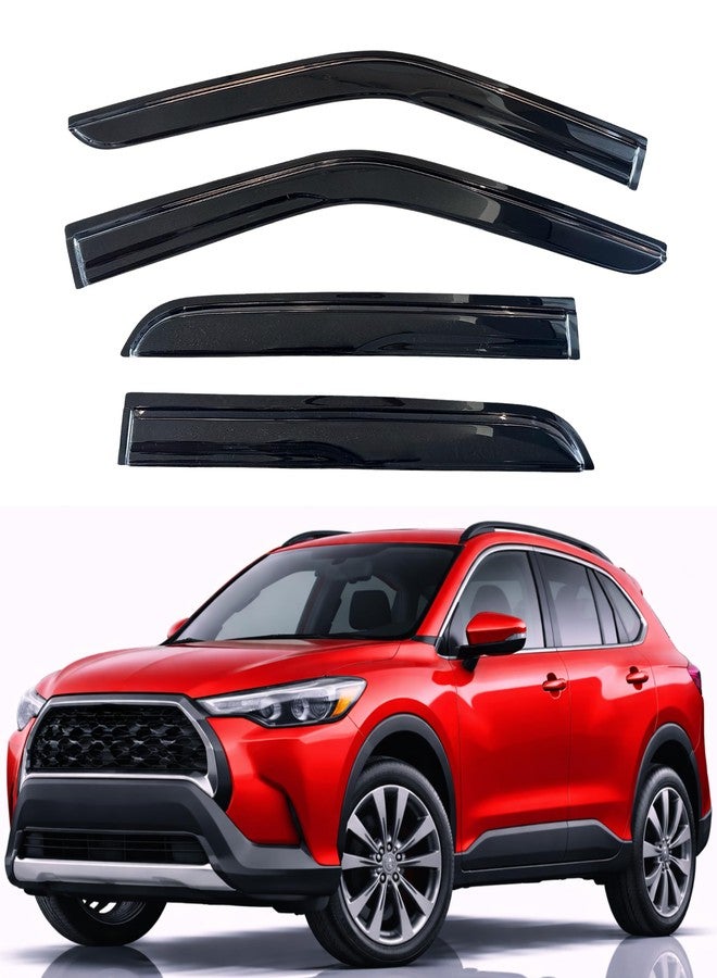 KPY Window Visor Compatible with Toyota Corolla Cross 2022 2023 2024, 4PC Rain Guard Side Window Vent Deflectors Tape-On Mugen Style, 2022 2023 2024 - Image 1
