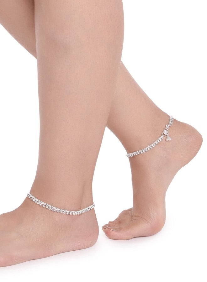 Efulgenz Indian Anklets for Women Jhanjara Anklet Silver Payal for Women Oxidised Crystal Jewelry Set Indian Payal Anklet - Image 5