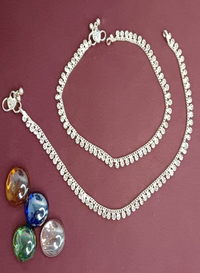 Efulgenz Indian Anklets for Women Jhanjara Anklet Silver Payal for Women Oxidised Crystal Jewelry Set Indian Payal Anklet - Image 2