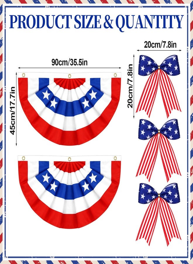 Tingjoo 2pcs 70'' 4th of July Table Skirt Blue 250th Anniversary Red White Table Decorations with Patriotic Bows Pleated Bunting Fan Flag Tablecover for Independence Day Themed Memorial Party Supplies - Image 2