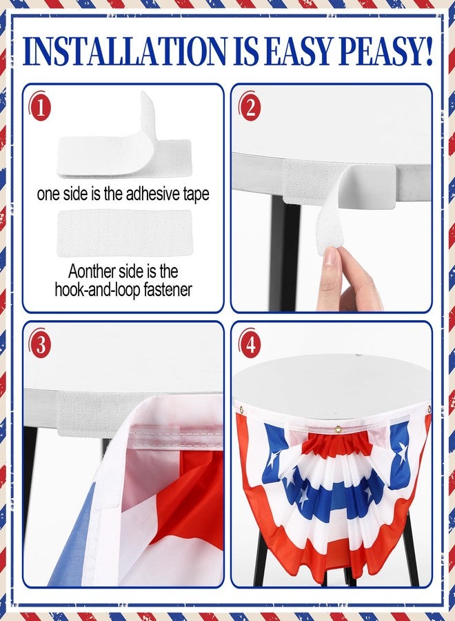 Tingjoo 2pcs 70'' 4th of July Table Skirt Blue 250th Anniversary Red White Table Decorations with Patriotic Bows Pleated Bunting Fan Flag Tablecover for Independence Day Themed Memorial Party Supplies - Image 3