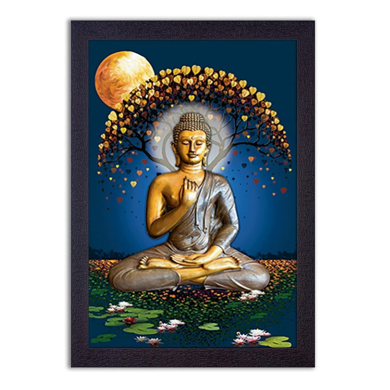 Masstone Buddha Painting for Living Room Lord Buddha Painting with Frame 50X35 CM Gautam Buddha Wall Painting Wall Paintings for Home Decoration