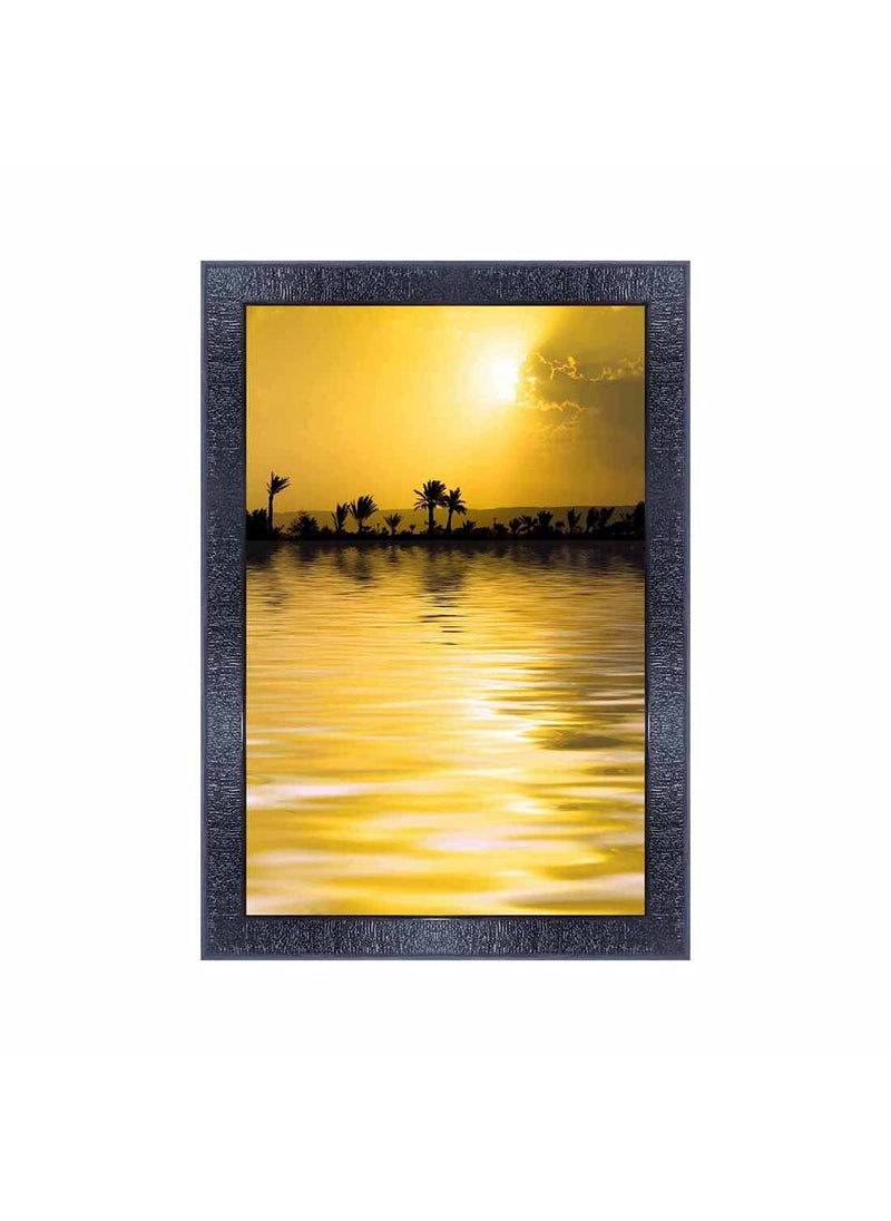 PNF - pnf Poster And Frames Vastu Sunrise Landscape Scenery Wooden Photo Frame With Acrylic Sheet | Living Room, Bedroom | Home Decoration | Best Gifting Option (10x14inch Multicolour,Synthetic) 8035 - Image 1