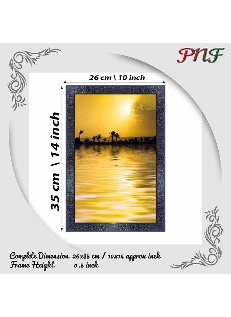 PNF - pnf Poster And Frames Vastu Sunrise Landscape Scenery Wooden Photo Frame With Acrylic Sheet | Living Room, Bedroom | Home Decoration | Best Gifting Option (10x14inch Multicolour,Synthetic) 8035 - Image 1