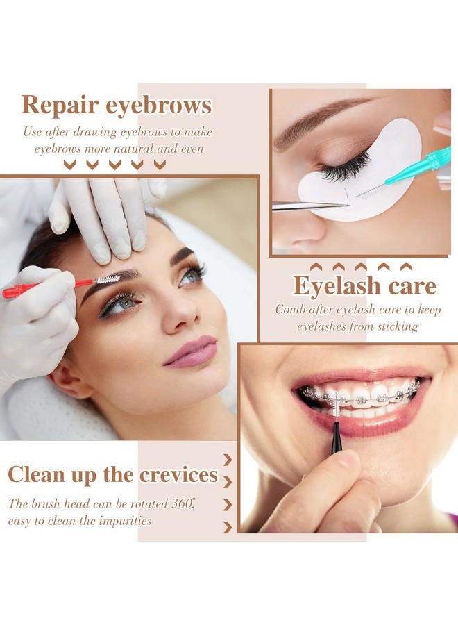 Romooa 100 Pcs Micro Eyebrow Brush with Cap Brow Lamination Eyelash Brow Brush Lash Filler Eyebrow Lift Tools for Eyelashes Extensions(Black, Green, Blue, White, Red) - Image 5