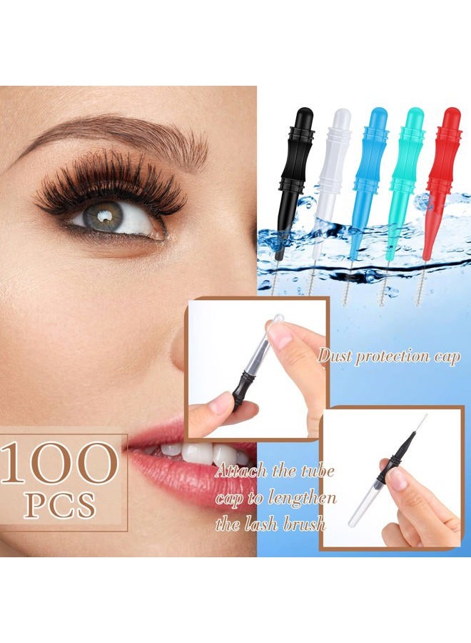 Romooa 100 Pcs Micro Eyebrow Brush with Cap Brow Lamination Eyelash Brow Brush Lash Filler Eyebrow Lift Tools for Eyelashes Extensions(Black, Green, Blue, White, Red) - Image 3