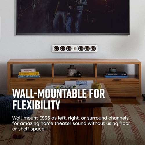 Polk Audio Polk Signature Elite ES35 Slim Center Channel Speaker - Hi-Res Audio Certified, Dolby Atmos & DTS:X Compatible, 1" Tweeter & (6) 3" Woofers, Dual Power Port for Effortless Bass, Contemporary Walnut - Image 5