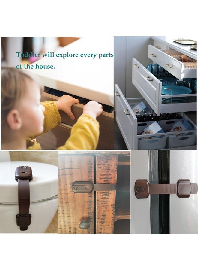 BAOWEIJD Child Safety Cabinet Locks for Baby Proof,Child Proof Safety Locks for Cabinets,Drawers,Cupboard,Oven,Fridge,8Packs Brown Locks,BAOWEIJD - Image 2