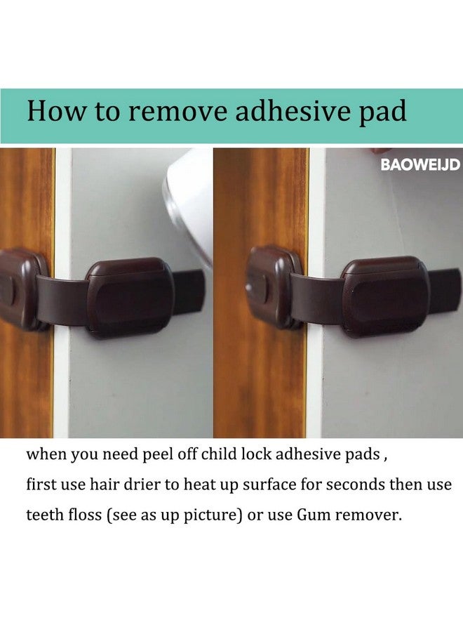 BAOWEIJD Child Safety Cabinet Locks for Baby Proof,Child Proof Safety Locks for Cabinets,Drawers,Cupboard,Oven,Fridge,8Packs Brown Locks,BAOWEIJD - Image 3