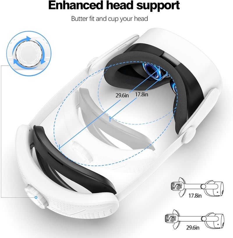 KASTWAVE Head Strap for Meta Que-st 3/Que-st 3S: Adjustable VR Headset Straps for Ocul-us Que-st 3S - Comfortable Replacement for Elite Strap - VR Accessories Compatible with Que-st 3/3S - Reduce Head Pressure - Image 5