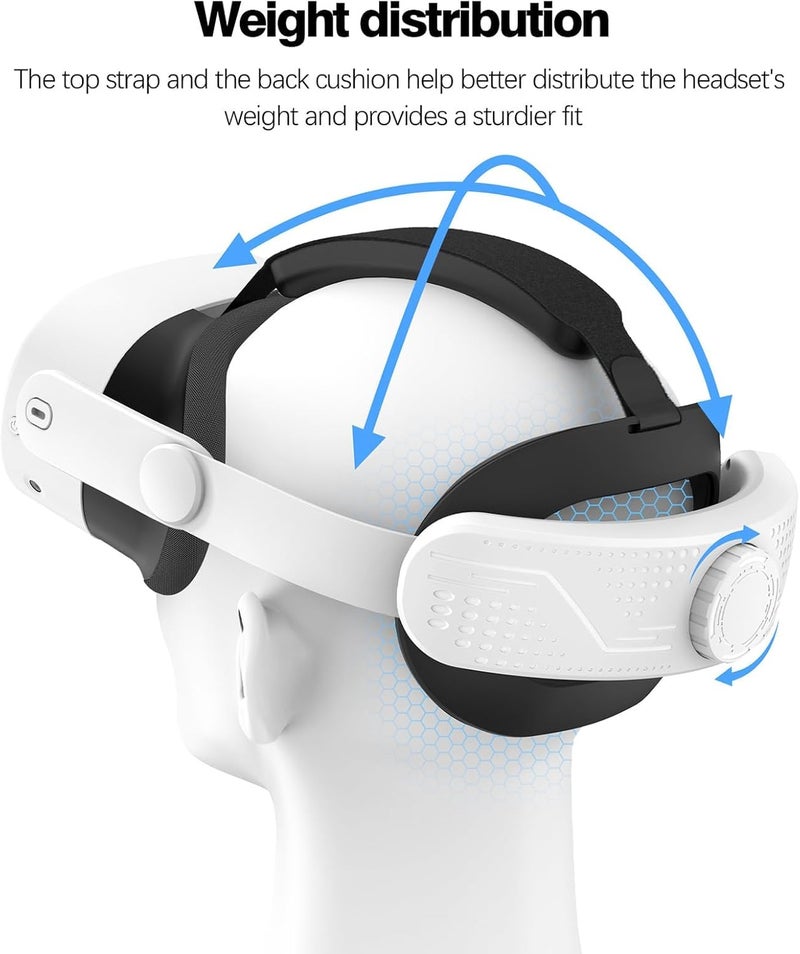 KASTWAVE Head Strap for Meta Que-st 3/Que-st 3S: Adjustable VR Headset Straps for Ocul-us Que-st 3S - Comfortable Replacement for Elite Strap - VR Accessories Compatible with Que-st 3/3S - Reduce Head Pressure - Image 4