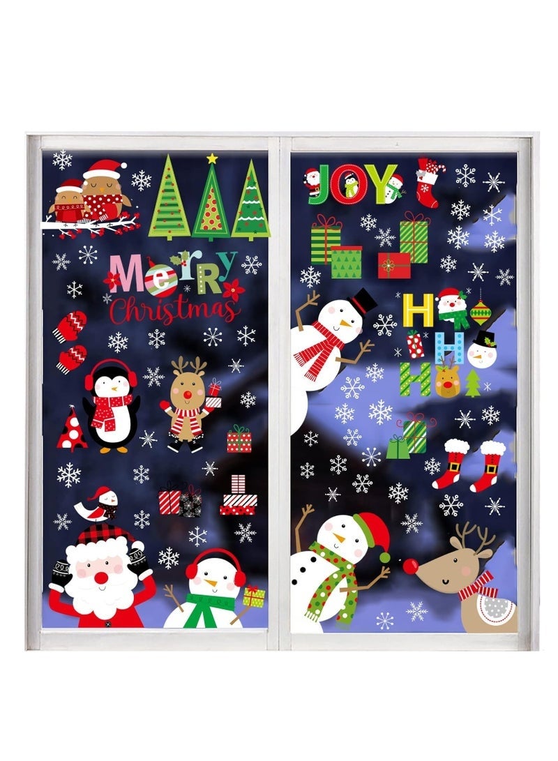 ملصقات زينة عيد الميلاد على النوافذ، 9 ورقات من ملصقات عيد الميلاد، ملصقات نوافذ عيد الميلاد قابلة لإعادة الاستخدام، ملصق ثابت لاصق، ملصقات رجل ثلج سانتا كلوز لديكورات حفلات عيد الميلاد - Image 2