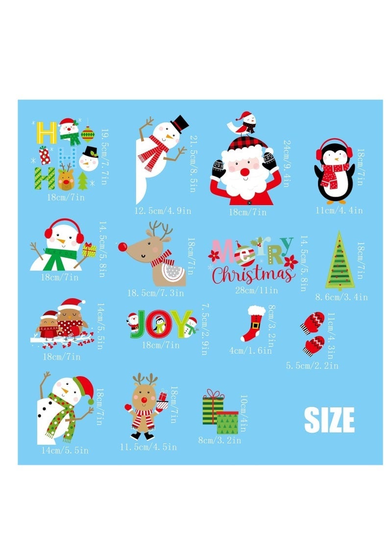 ملصقات زينة عيد الميلاد على النوافذ، 9 ورقات من ملصقات عيد الميلاد، ملصقات نوافذ عيد الميلاد قابلة لإعادة الاستخدام، ملصق ثابت لاصق، ملصقات رجل ثلج سانتا كلوز لديكورات حفلات عيد الميلاد - Image 3