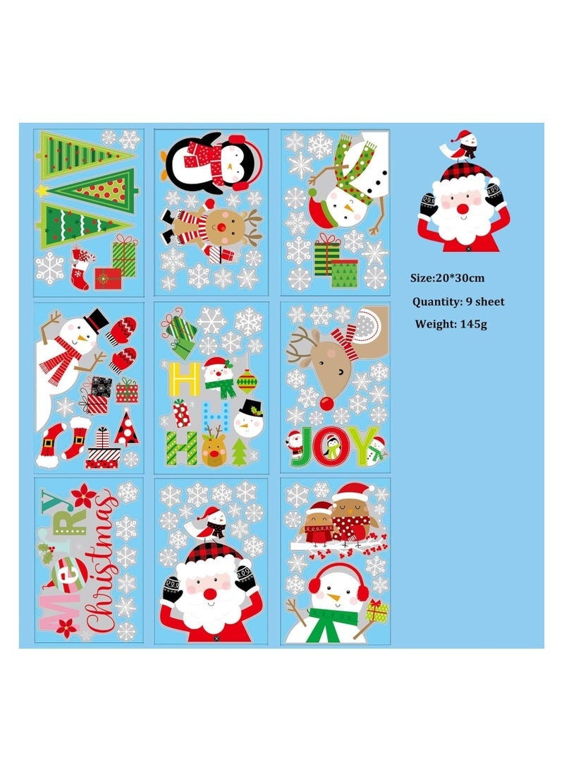 ملصقات زينة عيد الميلاد على النوافذ، 9 ورقات من ملصقات عيد الميلاد، ملصقات نوافذ عيد الميلاد قابلة لإعادة الاستخدام، ملصق ثابت لاصق، ملصقات رجل ثلج سانتا كلوز لديكورات حفلات عيد الميلاد - Image 4