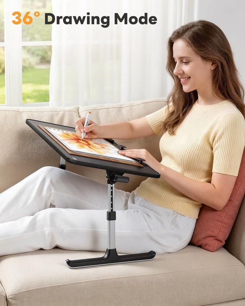 SAIJI Laptop Desk for Bed, Lap Desks Bed Trays for Eating Writing, Adjustable Computer Laptop Stand, Foldable Lap Table in Sofa and Couch (23.6 x 13,Black) - Image 2