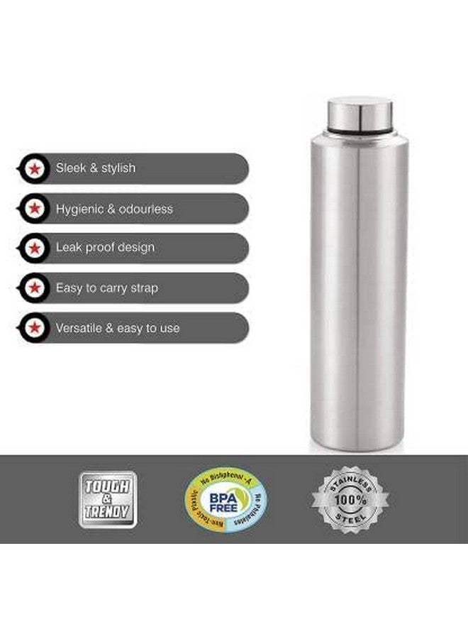STEEPLE 1000ml Stainless Steel Water Bottle, Fridge Water Bottle Set 1Litre (3) - Image 2
