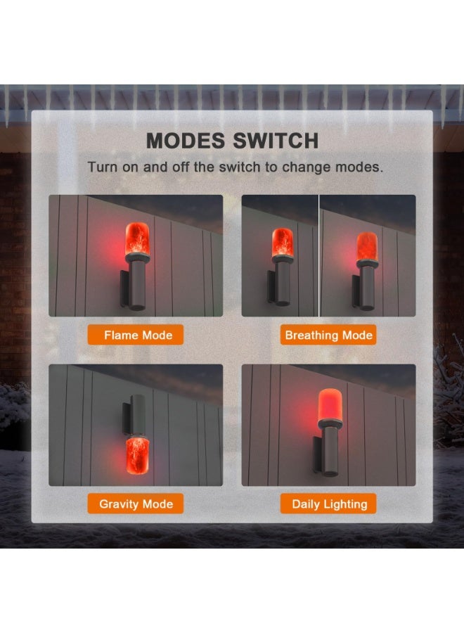 يُسلِّم 4 مصابيح LED على شكل لهب، 4 أوضاع إضاءة متذبذبة مع تأثير مقلوب، قاعدة سوداء، مصباح ناري للحفلات، ديكور منزلي داخلي وخارجي، إضاءة رومانسية (أحمر) - Image 4